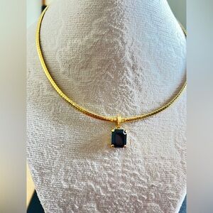 OLCI 18K Gold plated Necklace with Black Stone Pendant